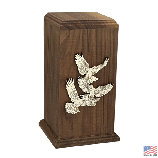 Serenity Doves Walnut Urn