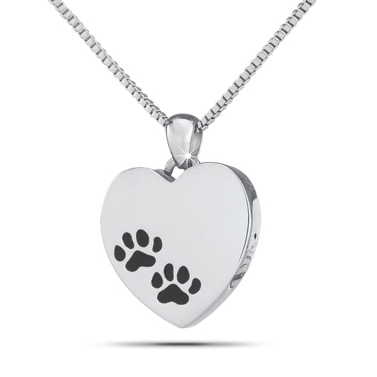 Paw Print Heart Steel Keepsake