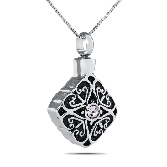 Detailed Crystal Silver Pendant