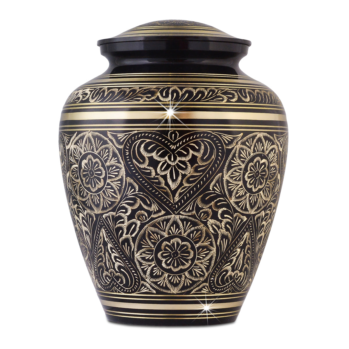 Embrace Ebony Engraved Brass Urn