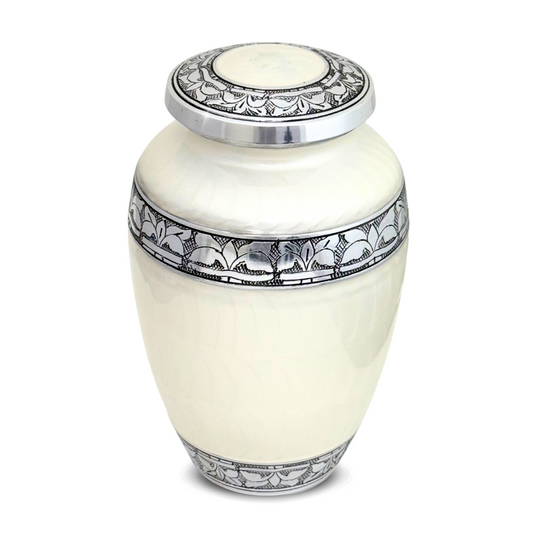 Shimmering Ivory Aluminum Urn